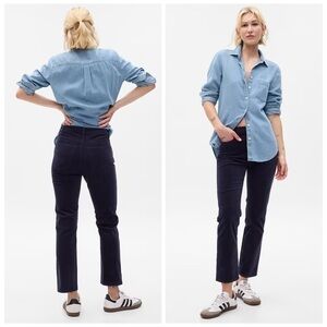 Gap High Rise Corduroy Vintage Slim Pants Corduroy Navy Uniform Trousers Sz 30
